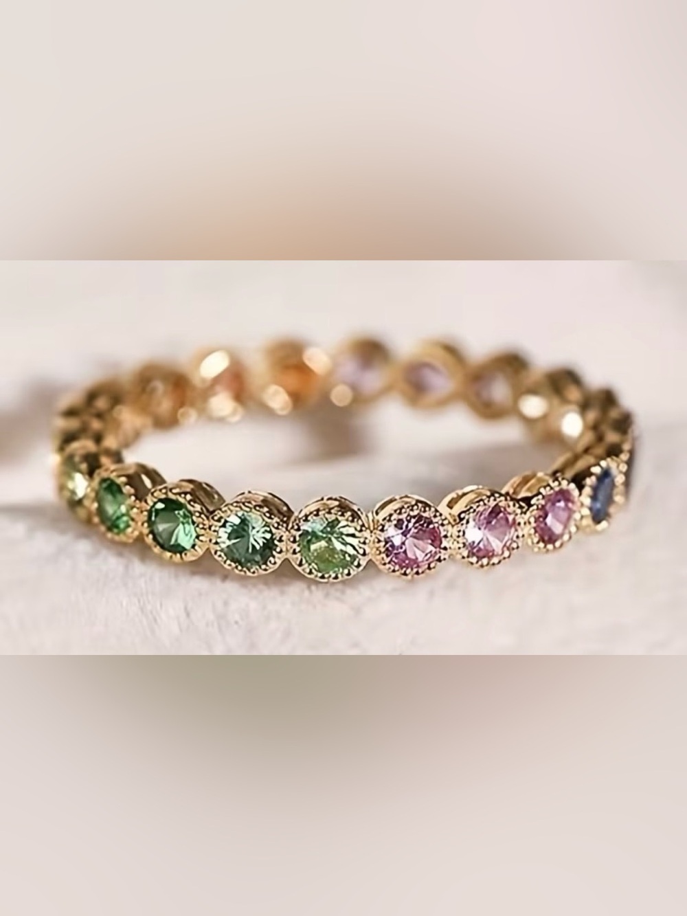 Rainbow Rhinestone Ring Size 8